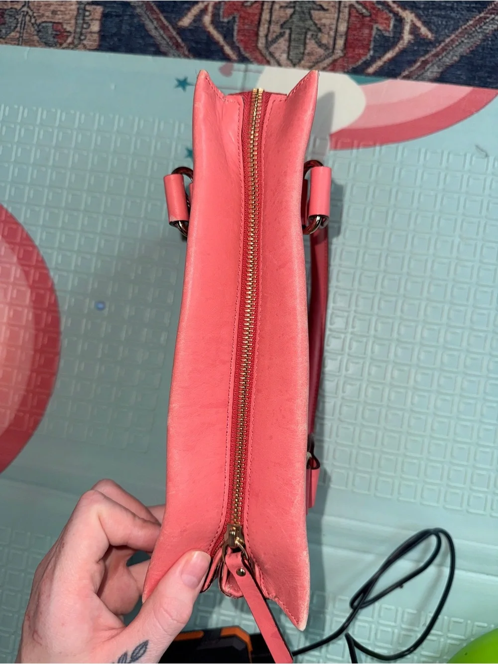 Kate Spade Wellesley Quinn Leather Triple Compartment Satchel Bag Coral Pink